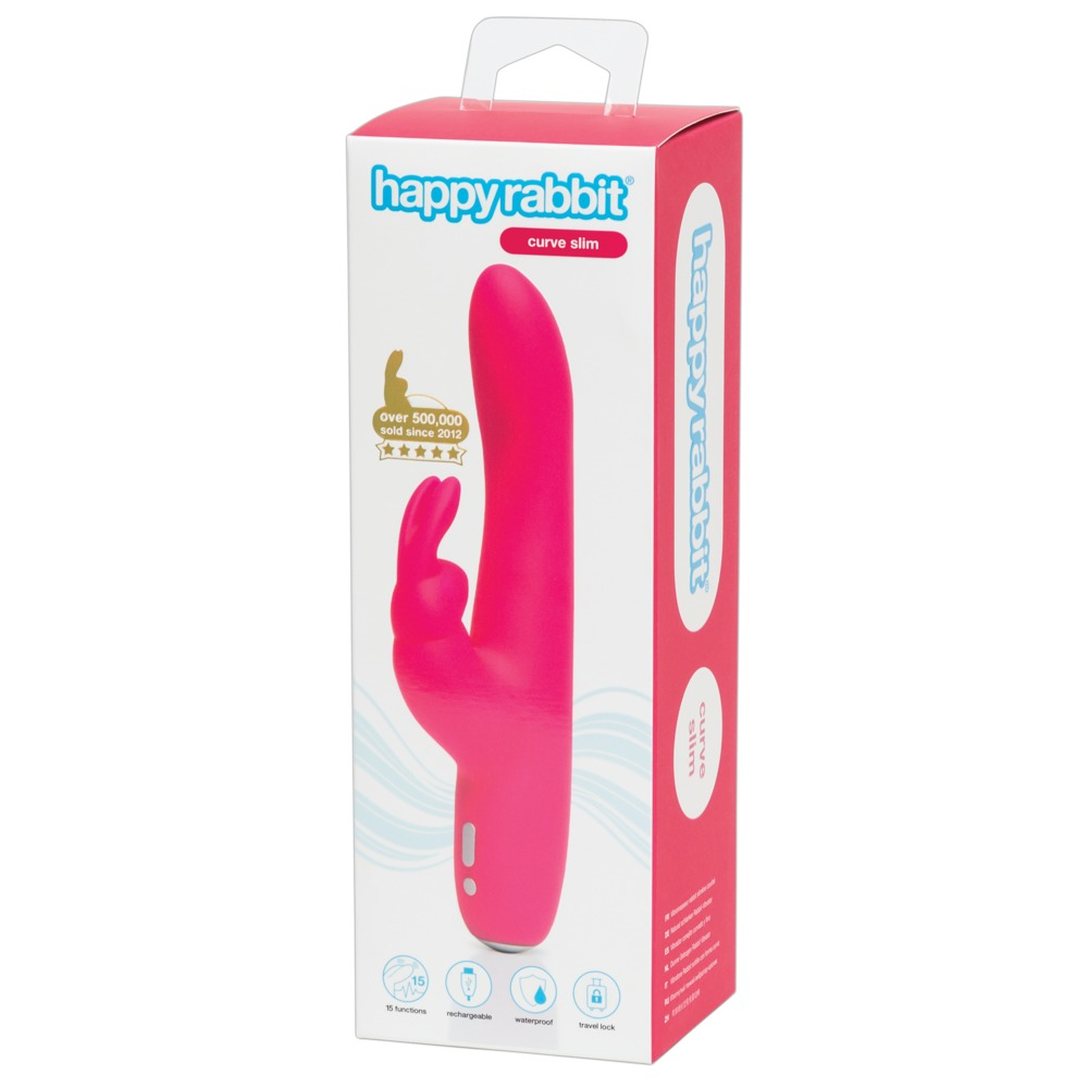 E-shop Happyrabbit Curve Slim - vodotesný, dobíjací vibrátor s tyčinkou (ružový)