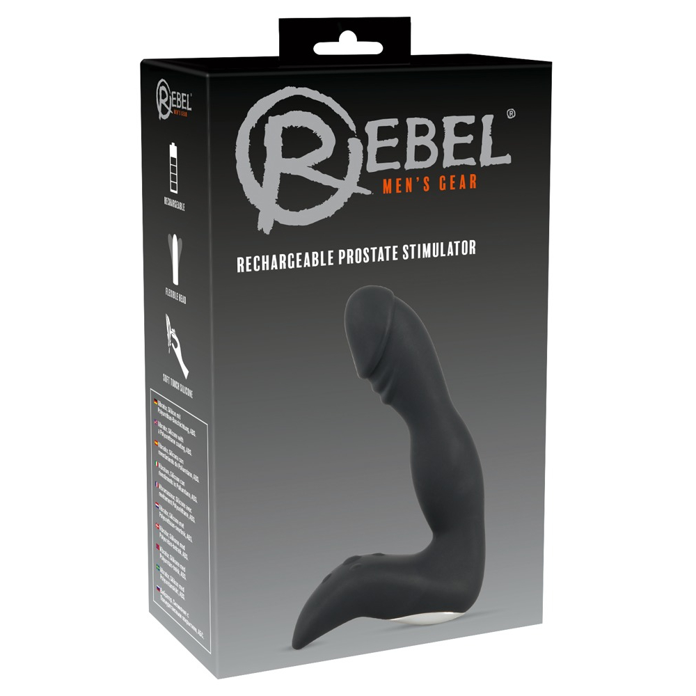 E-shop Rebel – nabíjací vibrátor na prostatu v tvare penisu (čierny)