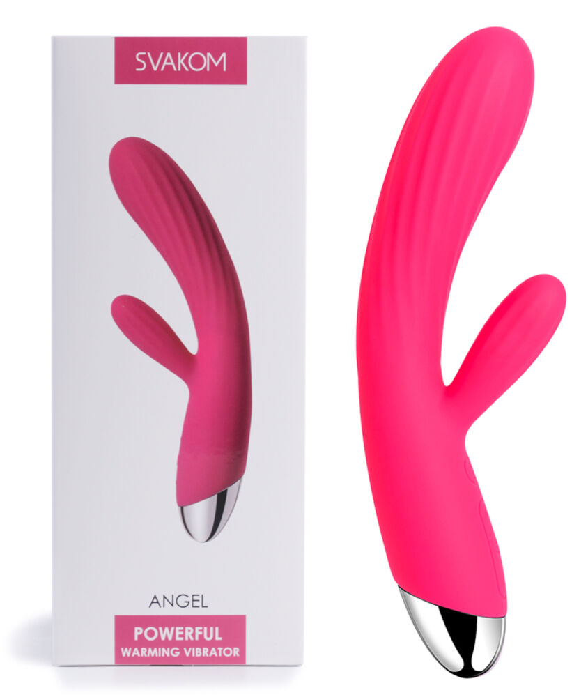 E-shop Svakom Angel - vodotesný vibrátor s ramienkom na klitoris a funkciou ohrevu (červený)