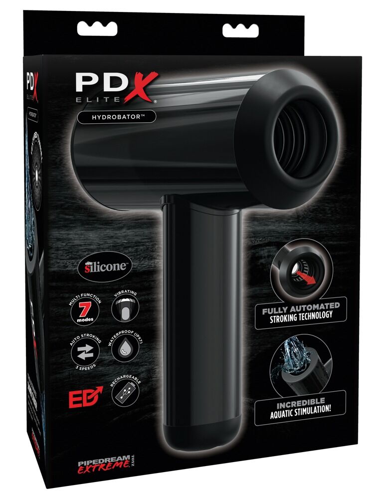 E-shop PDX Elite Hydrobator - vodotesný, batériový masturbátor nahor a nadol (čierny)