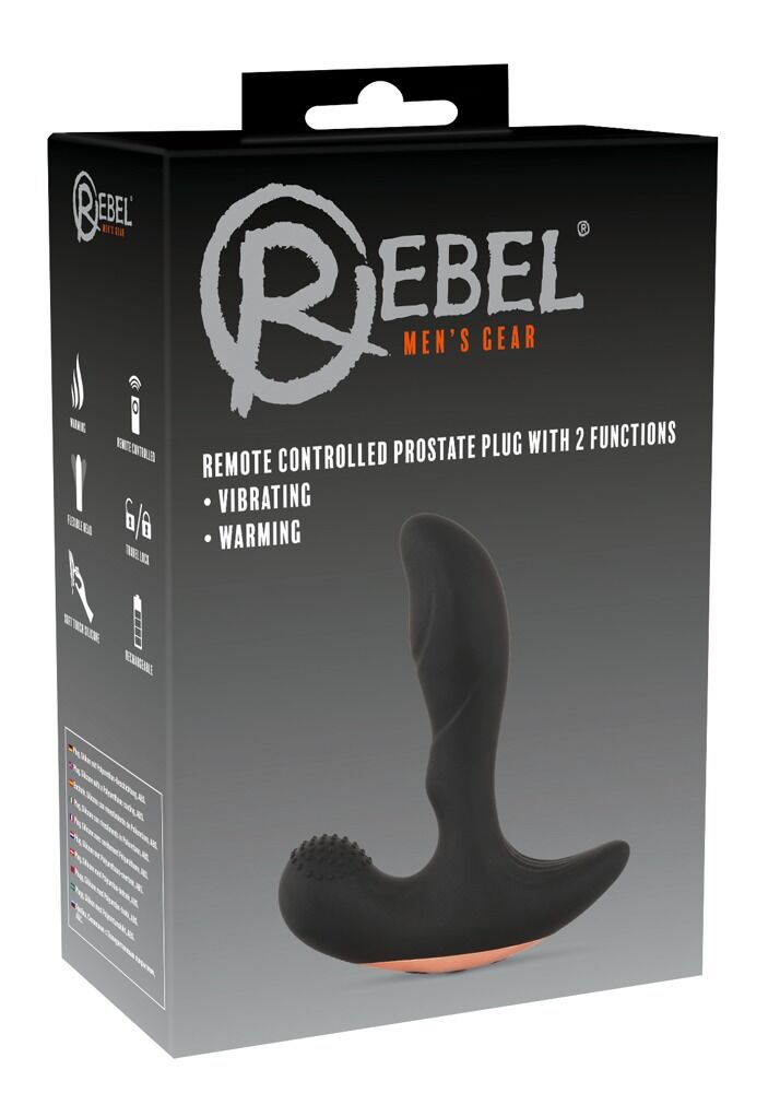 E-shop Rebel - dobíjací análny vibrátor s rádiovým ohrevom (čierny)