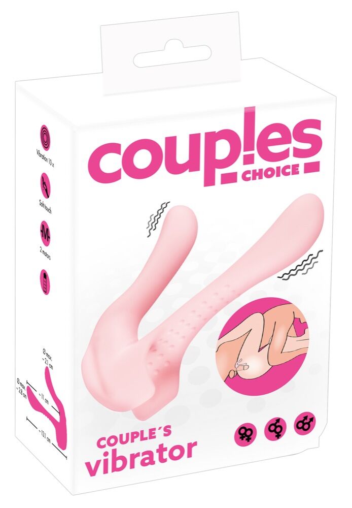 E-shop Couples Choice - nabíjací párový vibrátor s dvoma motorčekmi (svetlo ružový)