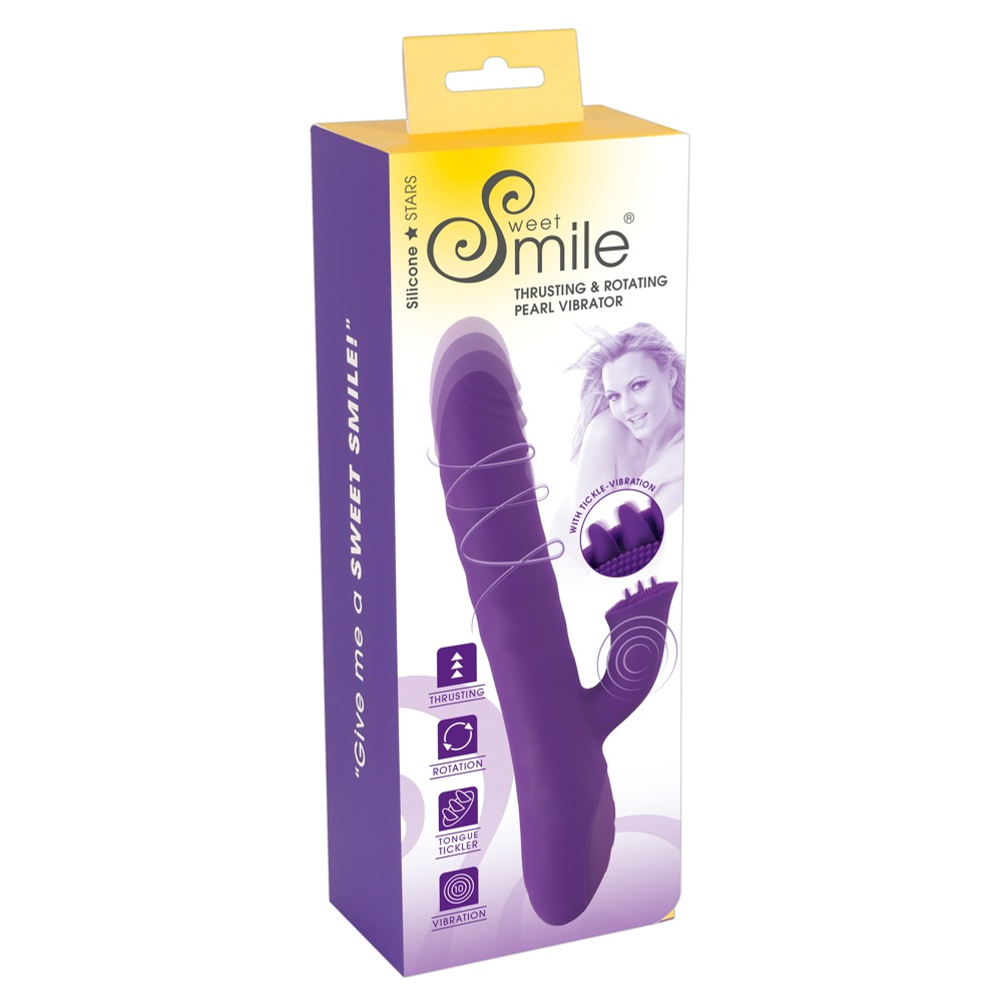 E-shop Smile Pearl - nabíjací, rotačný vibrátor s ramienkom na klitoris a posuvom (fialový)