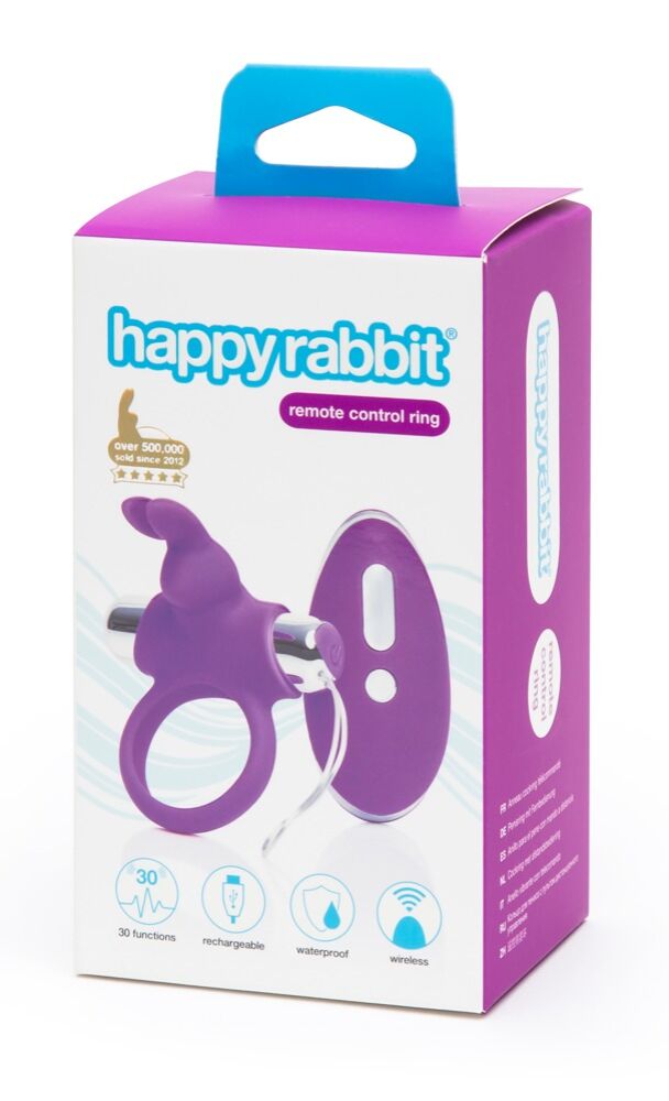 E-shop Happyrabbit - dobíjací rádiový krúžok na penis (fialovo-strieborný)