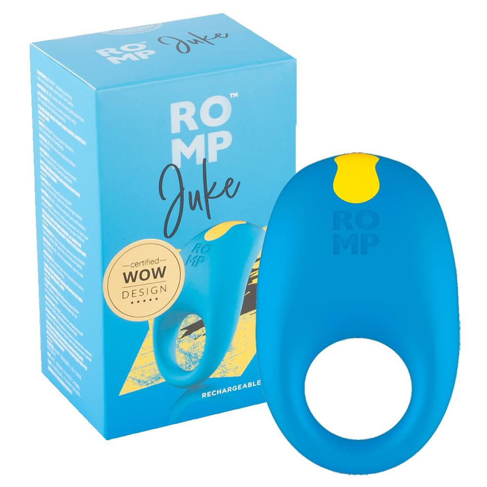 E-shop ROMP Juke - nabíjací, vodotesný krúžok na penis (modrý)