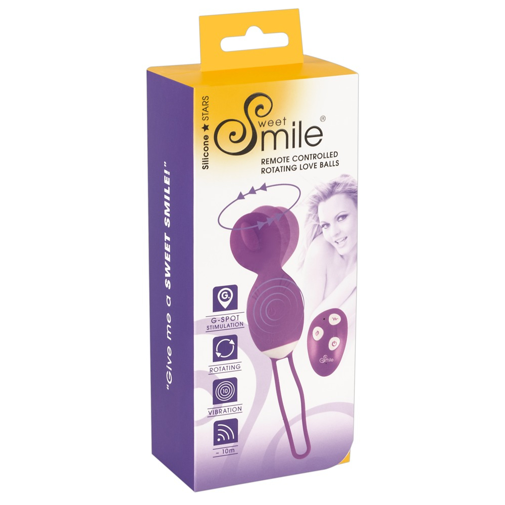 E-shop SMILE Rotujúca lopta lásky - rádiom riadené rotujúce vibračné vajíčko na batérie (fialové)
