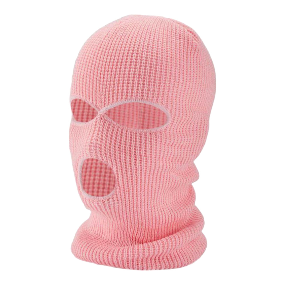 E-shop Balaclava - pletená maska s 3 otvormi (ružová)