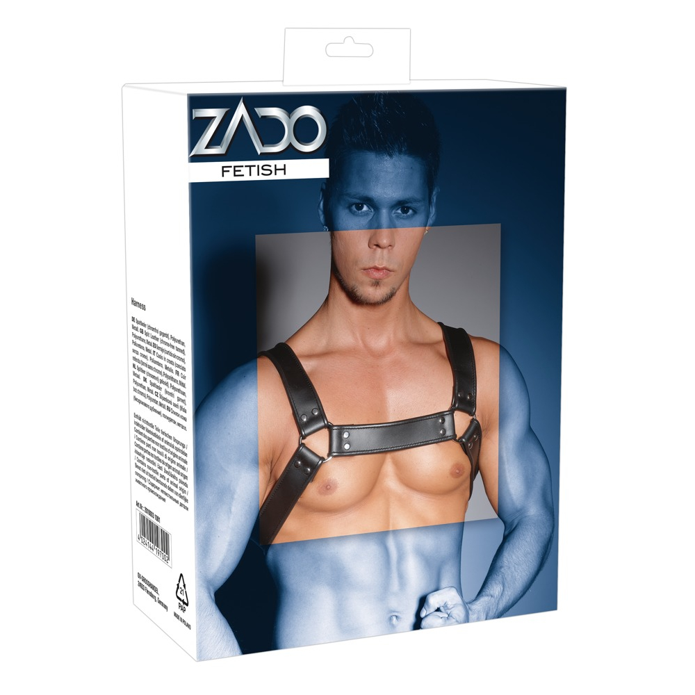 E-shop ZADO - kožený prsný postroj (čierny)