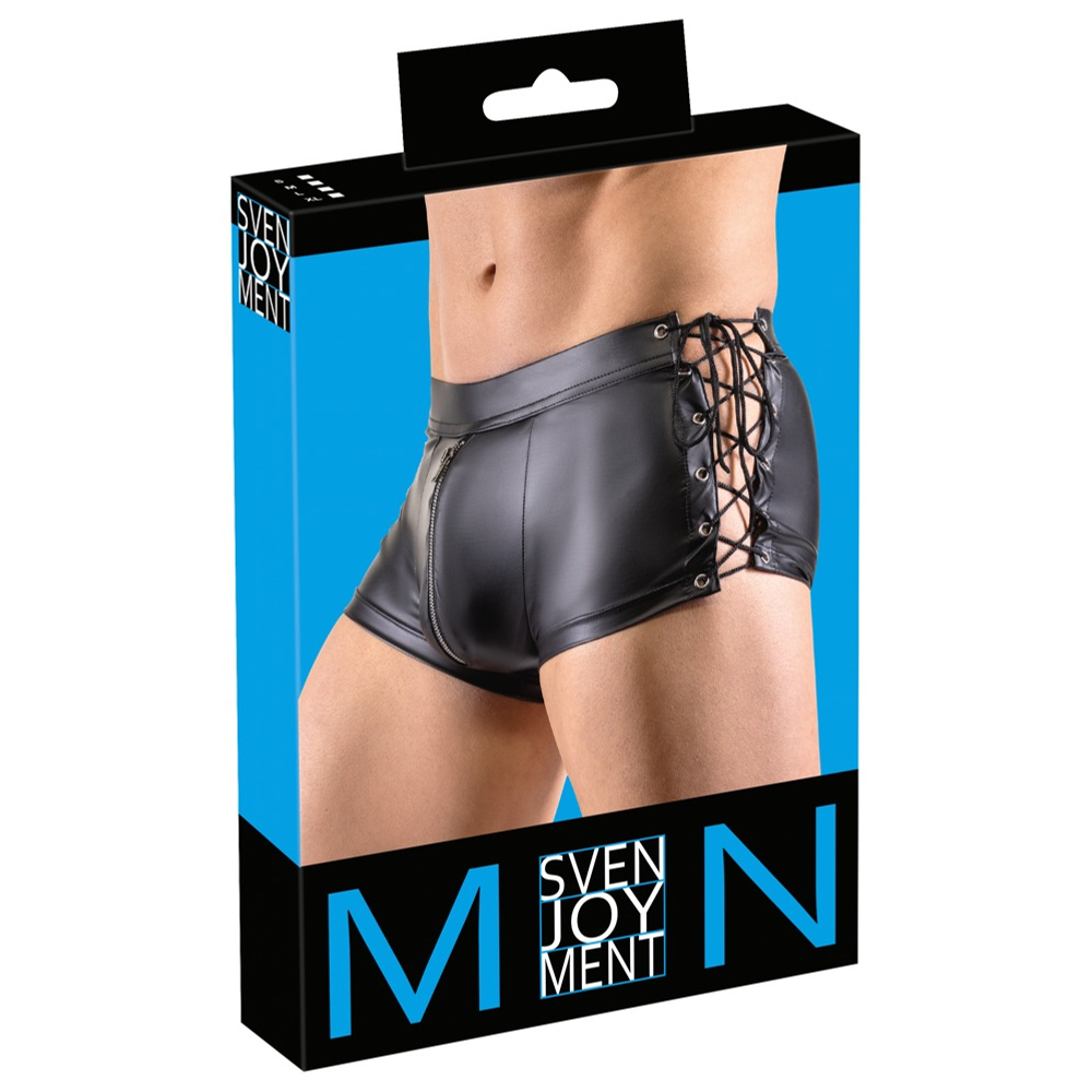 E-shop Svenjoyment - matné boxerky s bočným šnurovaním (čierne)