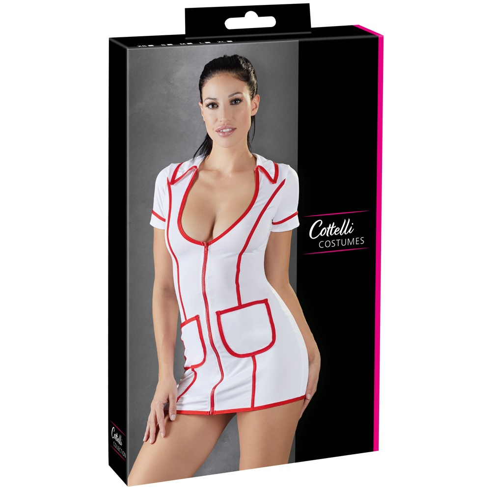 E-shop Cottelli Nurse - Kostýmové šaty pre zdravotnú sestru (biele)