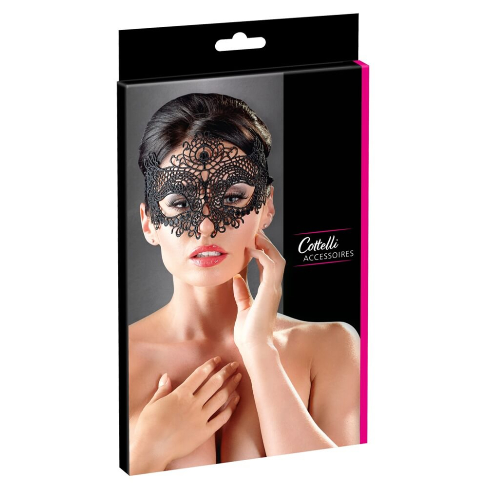 E-shop Cottelli - vyšívaná, čipkovaná maska na tvár (čierna)
