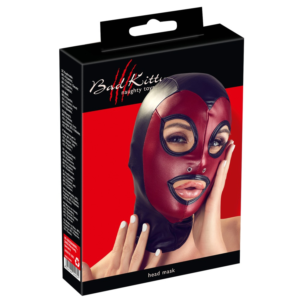 E-shop Bad Kitty - lesklá maska ​​- čierno-červená (S-L)