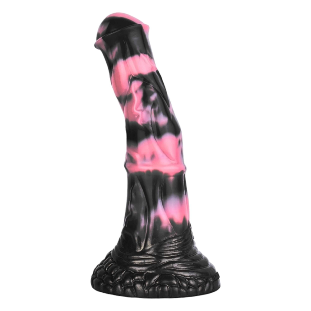 E-shop Bad Horse - Silikónové dildo s konským náradím - 18 cm (čierno-ružové)