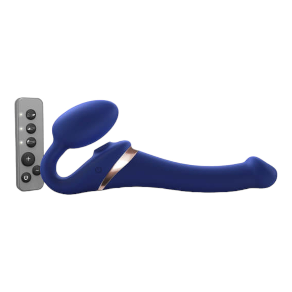 E-shop Strap-on-me S - Vzduchový vibrátor bez ramienok - malý (modrý)