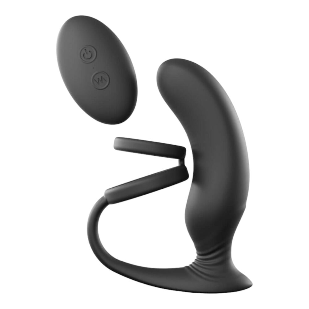 E-shop Love to Love - dobíjací rádiovo ovládaný vibrátor na prostatu s krúžkom na penis (čierny)