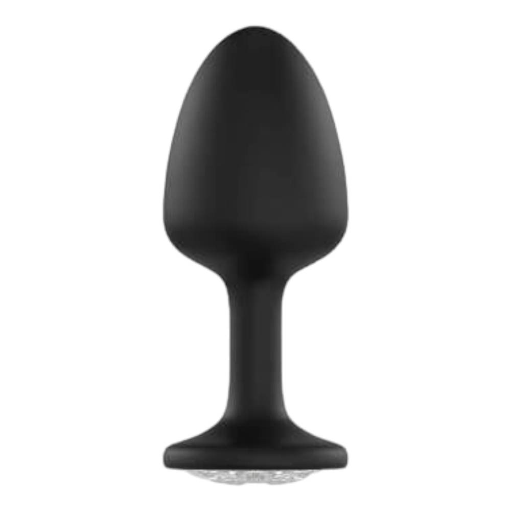 E-shop Dorcel Geisha Plug Diamond M - análny vibrátor s bielym kameňom (čierny)