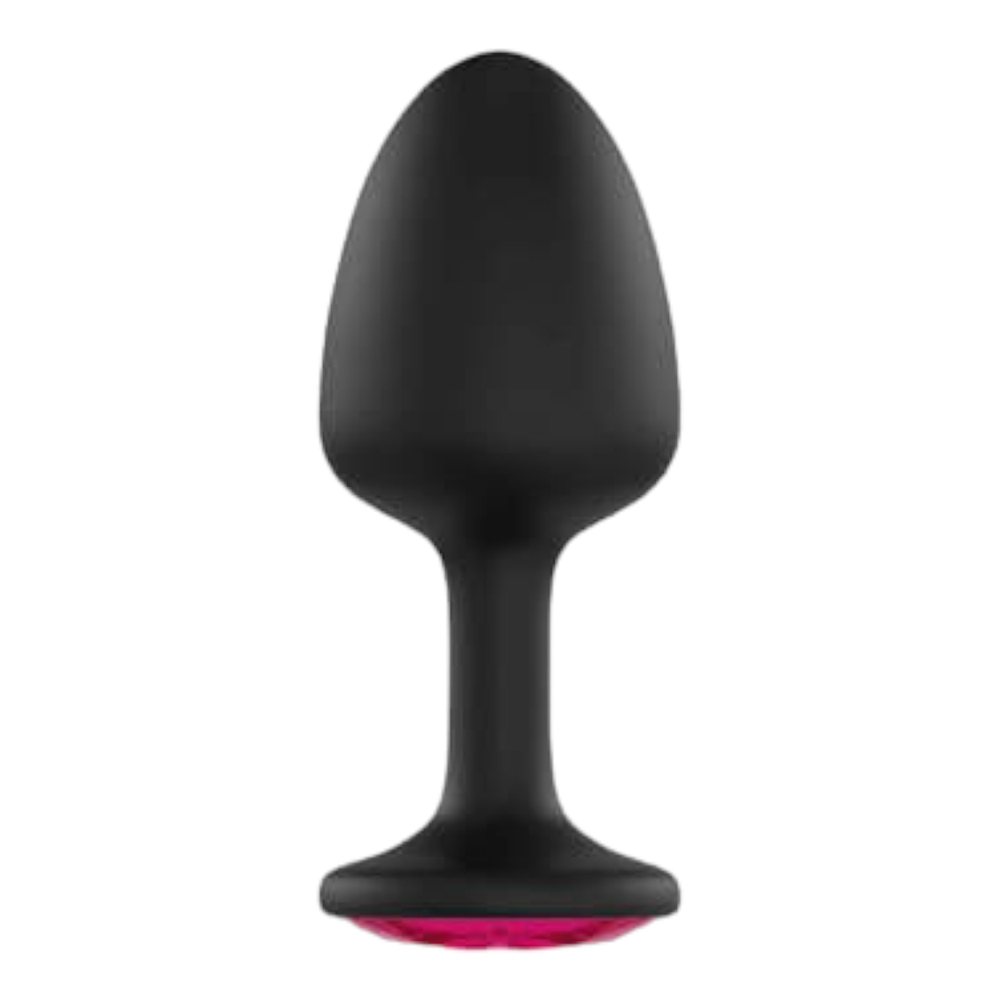 E-shop Dorcel Geisha Plug Ruby M - ružové análne dildo s kameňmi (čierne)