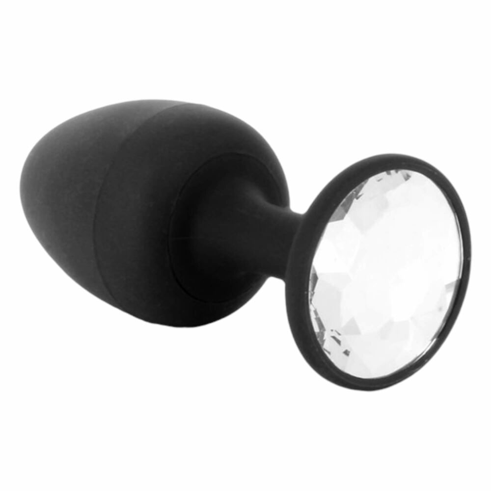 E-shop Dorcel Geisha Plug Diamond L - análny vibrátor s bielym kameňom (čierny)