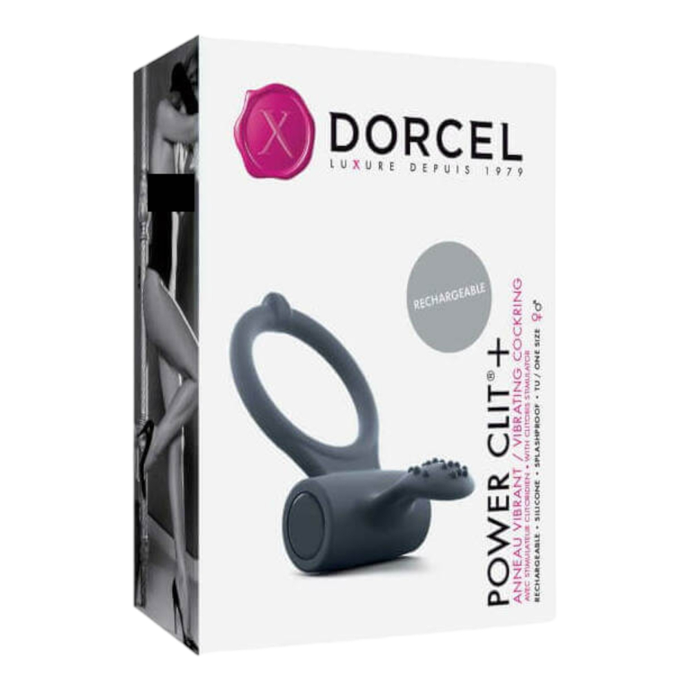 E-shop Dorcel Power Clit Plus - vibračný krúžok na penis na batérie (čierny)