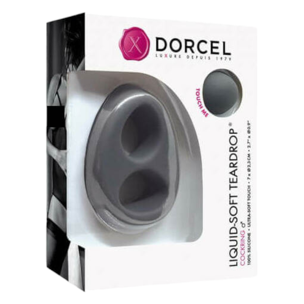 E-shop Dorcel Liquid-soft Teardrop - krúžok na penis (sivý)