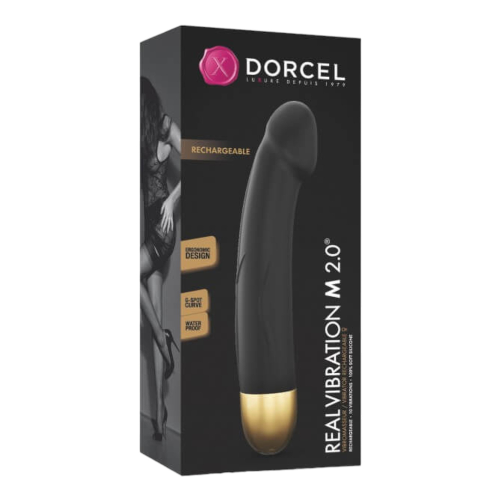 E-shop Dorcel Real Vibration M 2.0 - nabíjací vibrátor (čierno-zlatý)