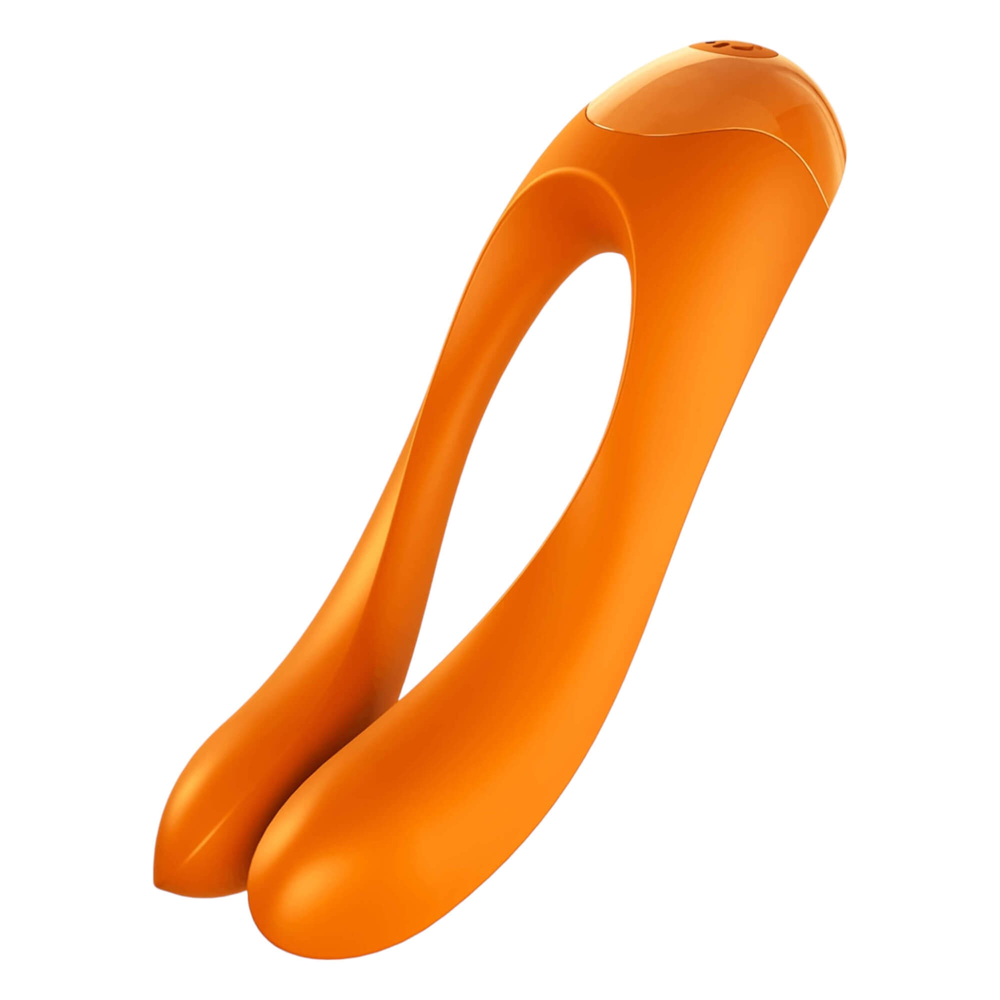 E-shop Satisfyer Candy Cane - nabíjací, vodotesný vibrátor s dvoma ramienkami (oranžový)