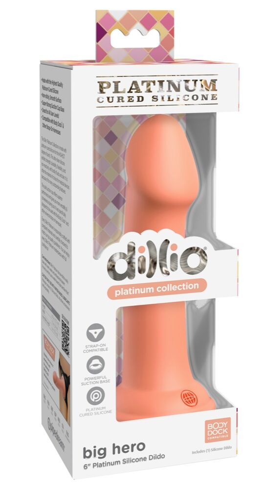 E-shop Dillio Big Hero - silikónové dildo so svorkou (17 cm) - oranžové