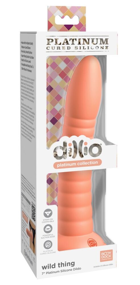 E-shop Dillio Wild Thing - silikónové dildo s drážkami (19 cm) - oranžové