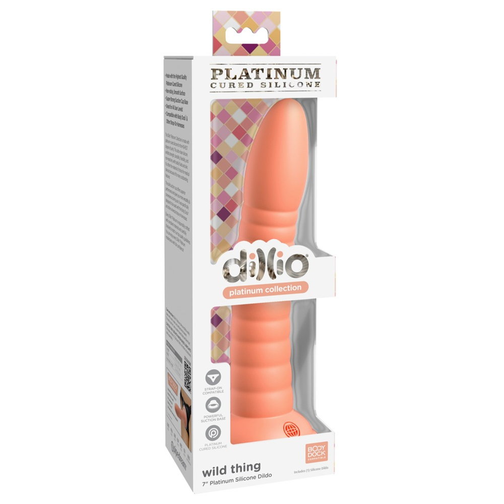 E-shop Dillio Wild Thing - silikónové dildo s drážkami (19 cm) - oranžové