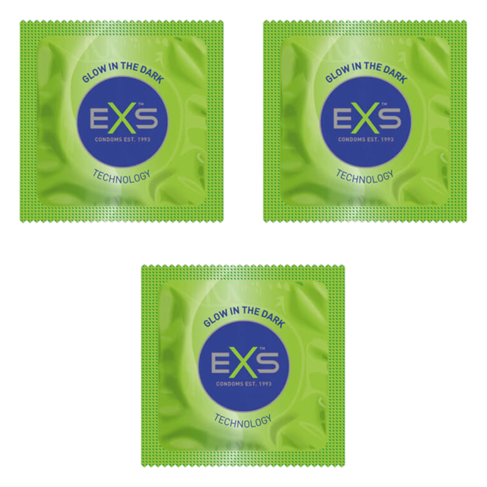 E-shop EXS Glow - vegánsky svietiaci kondóm (3ks)