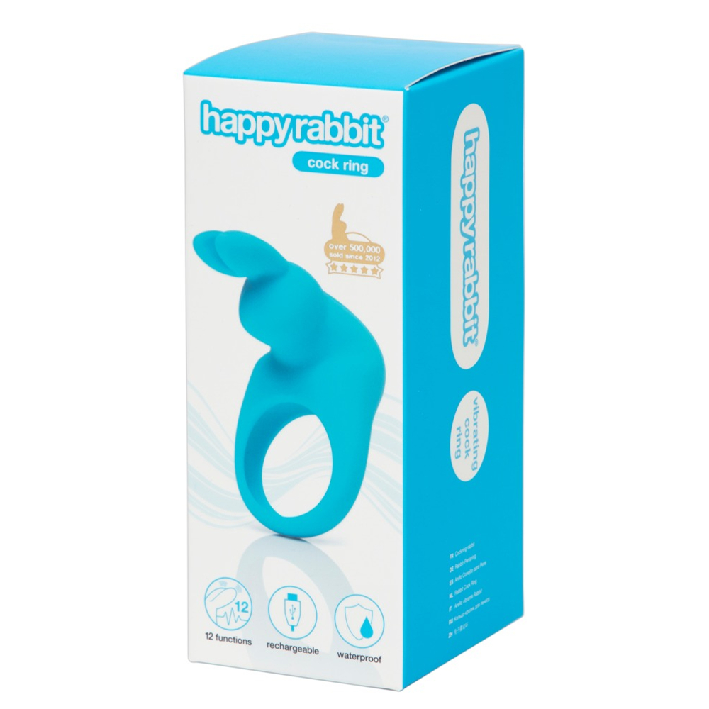 E-shop Happyrabbit Cock - vibračný krúžok na penis na batérie (modrý)