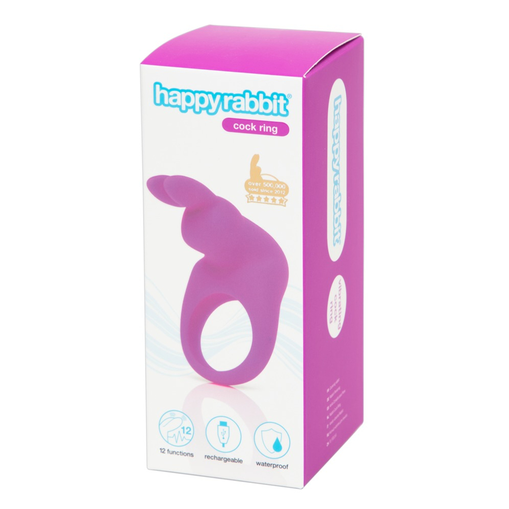 E-shop Happyrabbit Cock - dobíjací vibračný krúžok na penis (fialový)