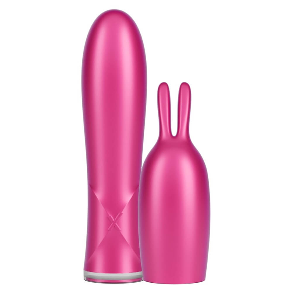 E-shop Durex Tease & Vibe - dobíjací tyčový vibrátor so stimulátorom klitorisu so zajačikom (ružový)