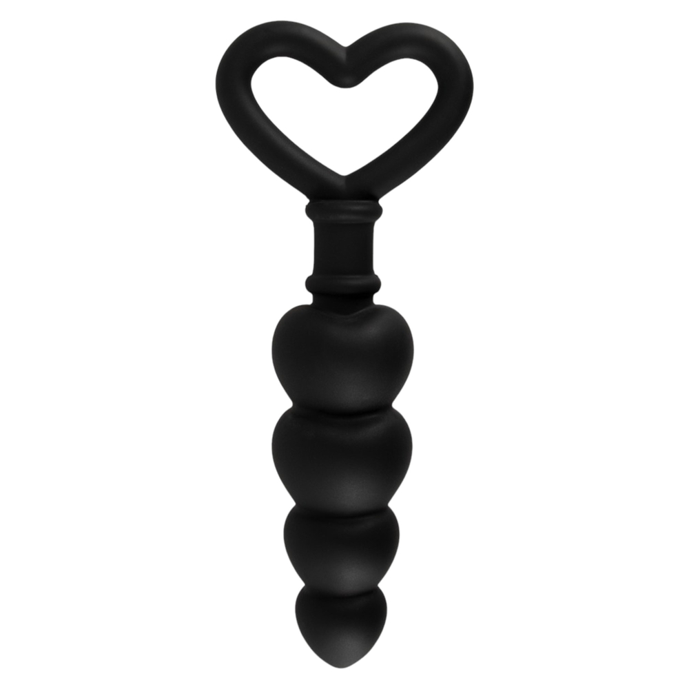 E-shop Análne dildo korálkové v tvare srdiečka (čierne)