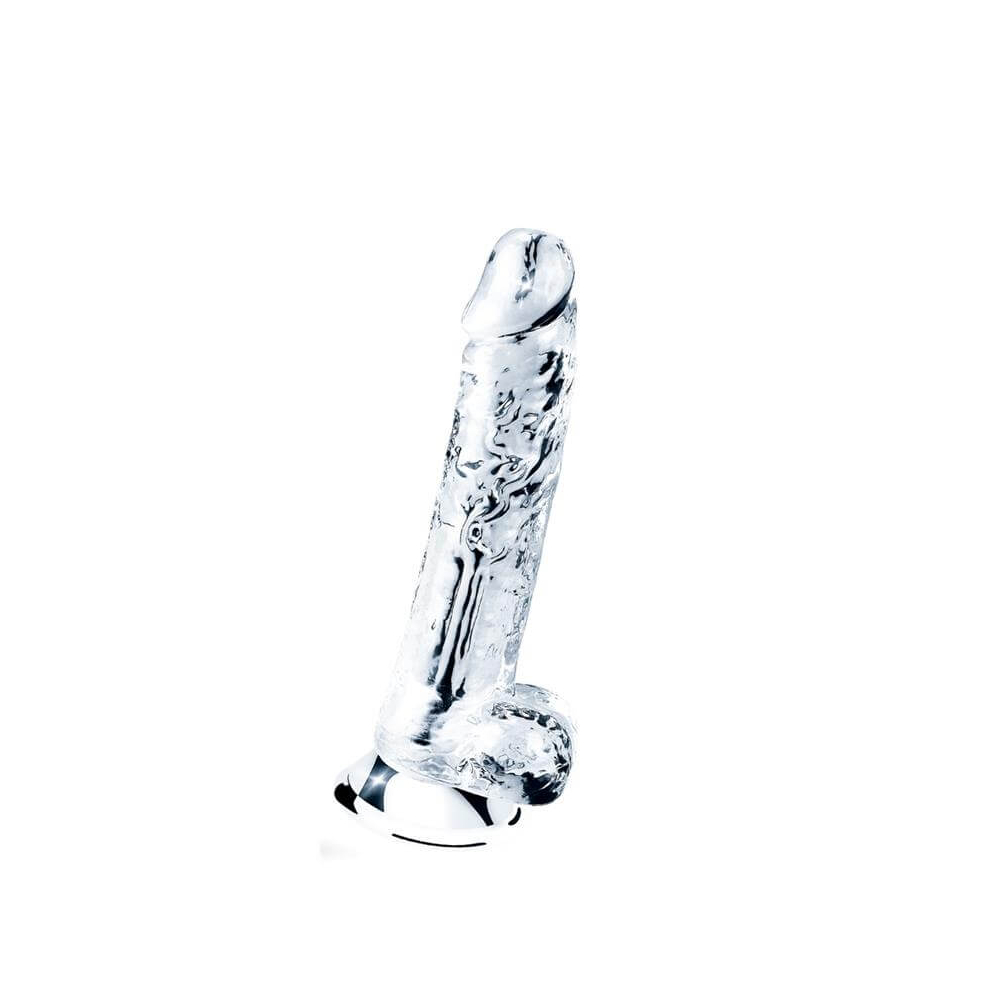 E-shop Lovetoy Flawless Clear - Suction Cup, Testicle Dildo - 19cm (Transparent)