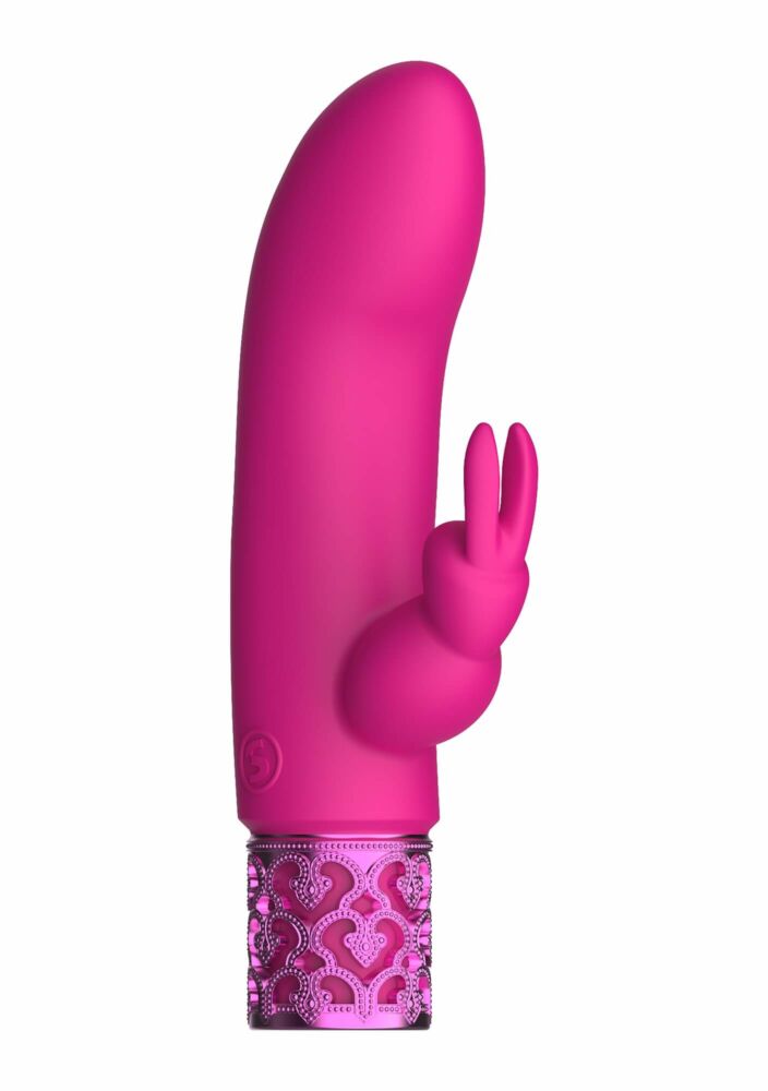 E-shop Royal Gems Dazzling - dobíjací, vodotesný vibrátor so zajačikom a bodom G s pákou na šteklenie (ružový)