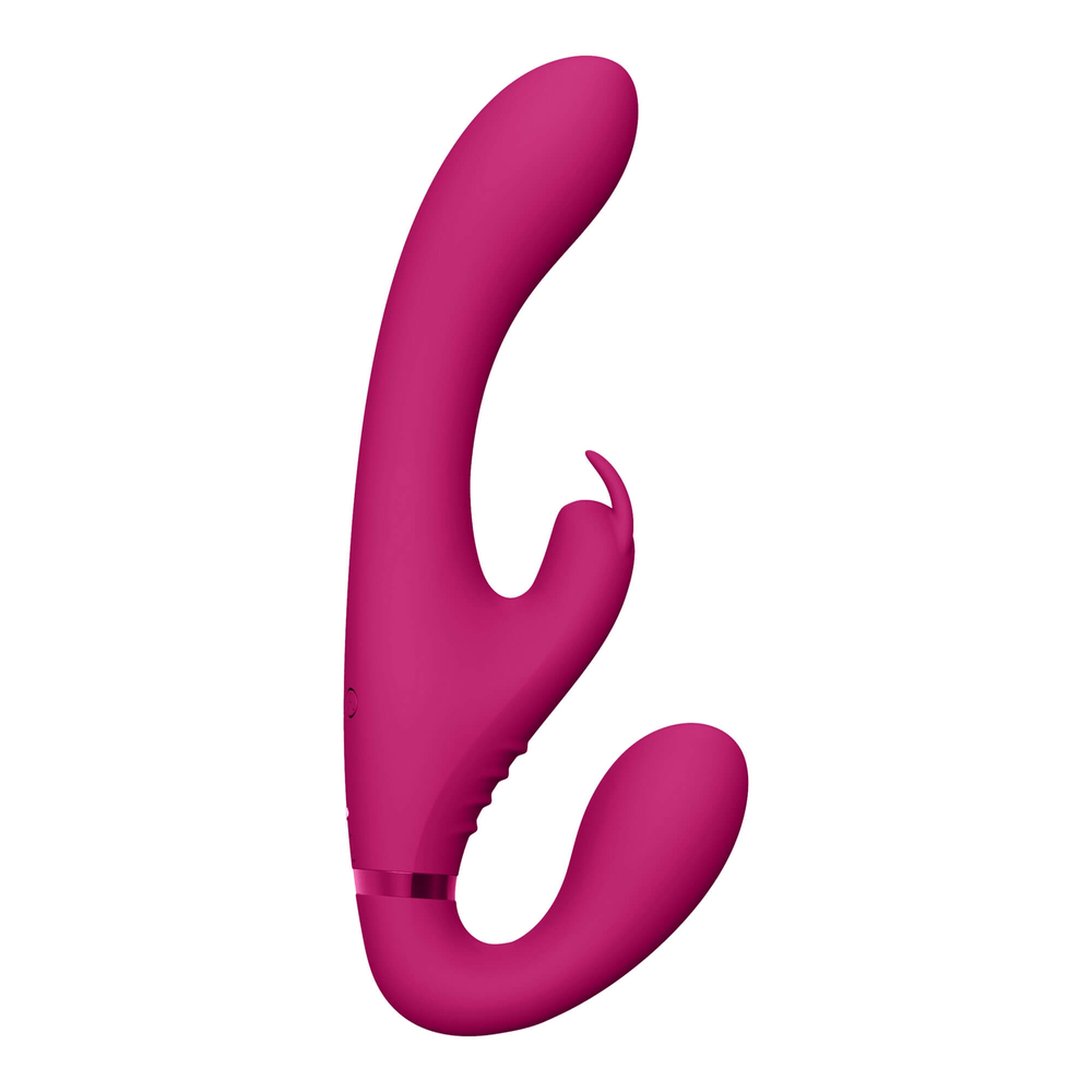 E-shop Vive Suki - dobíjací vibrátor bez popruhov so stimulátorom klitorisu so zajačikom (ružový)