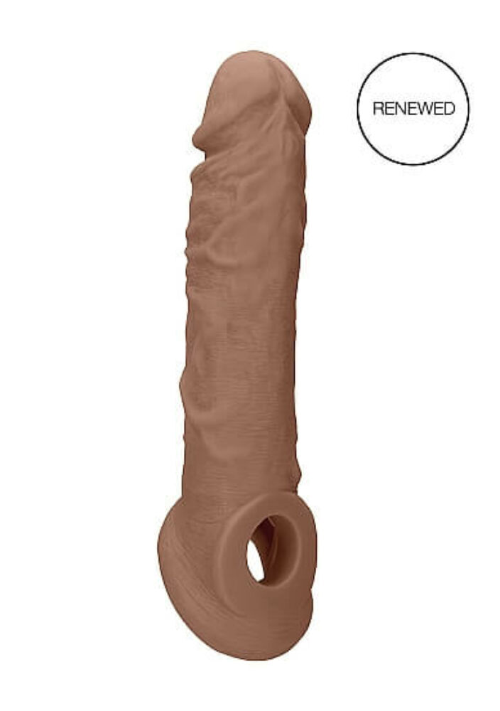 E-shop RealRock Penis Sleeve 8 - návlek na penis (21cm) - tmavo telová farba