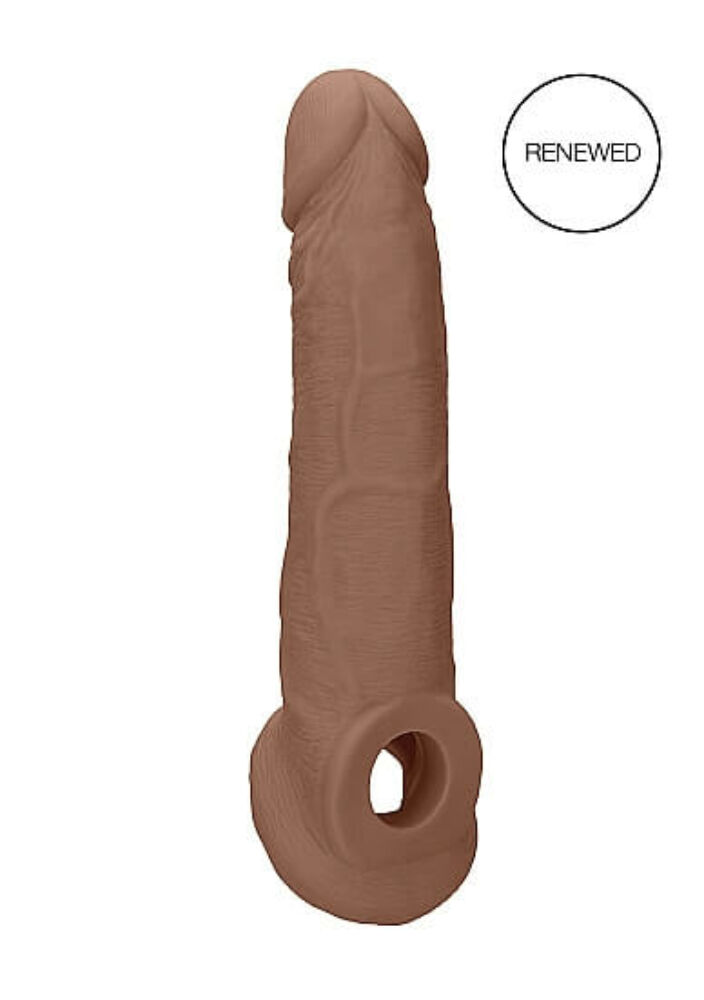 E-shop RealRock Penis Sleeve 9 - návlek na penis (21,5 cm) - tmavo telová farba