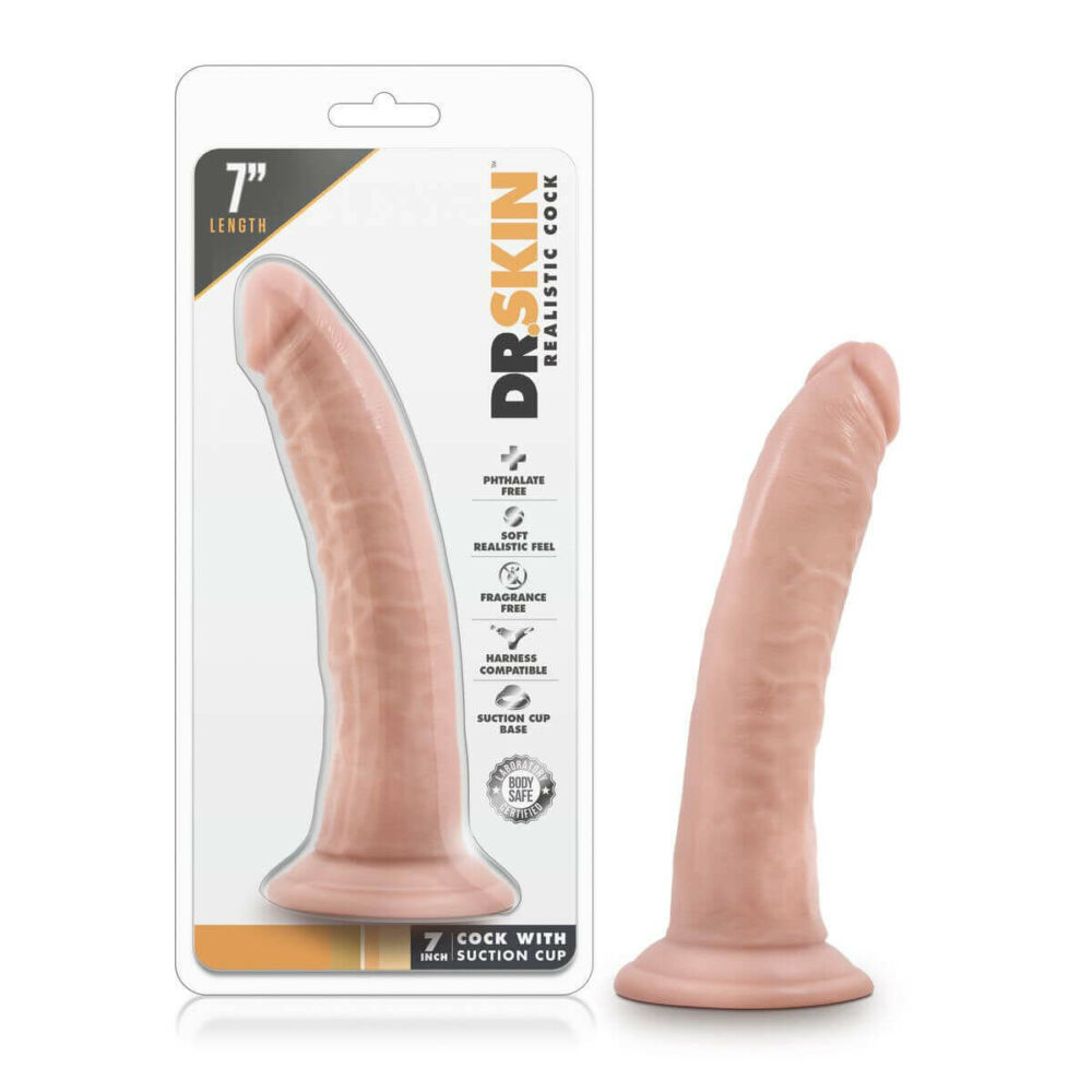 E-shop Dr. Skin 7 - upínateľné realistické dildo - prírodné (17,5 cm)