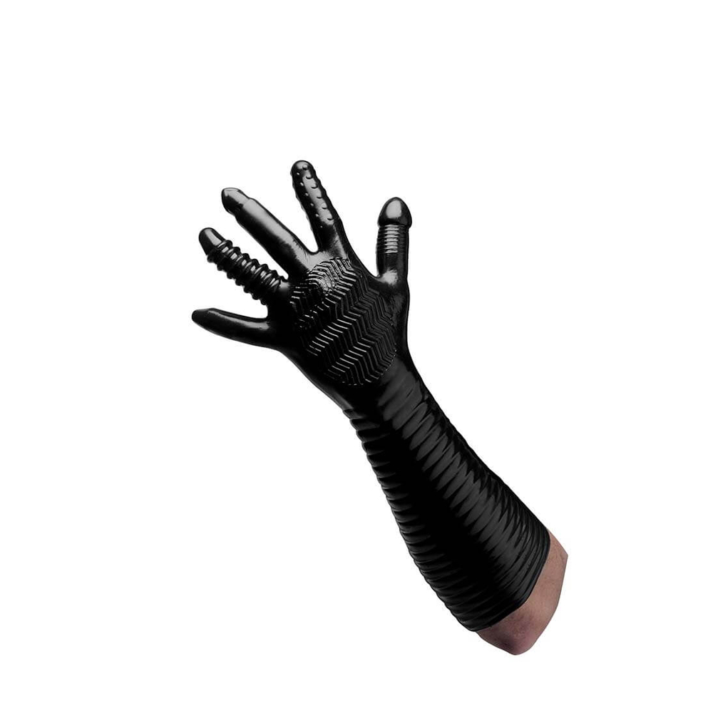 E-shop Pleasure Fister - textúrované rukavice na fisting (čierne)