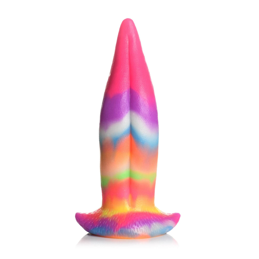 E-shop Creature Cocks Tongue - svietiace silikónové dildo - 21 cm (dúhové)