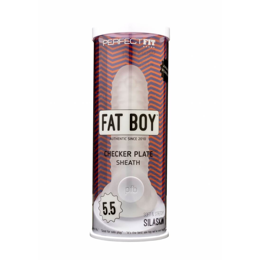 E-shop Fat Boy Checker Box - návlek na penis (15 cm) - mliečne biely