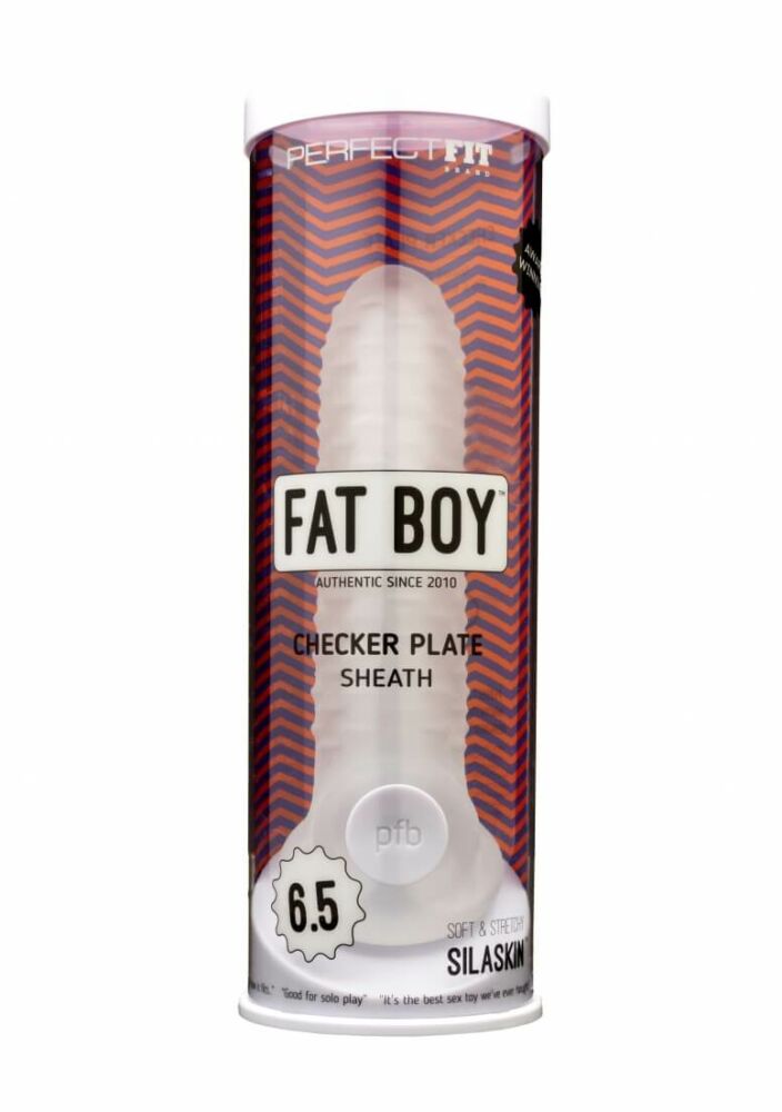 E-shop Fat Boy Checker Box - návlek na penis (17 cm) - mliečne biely