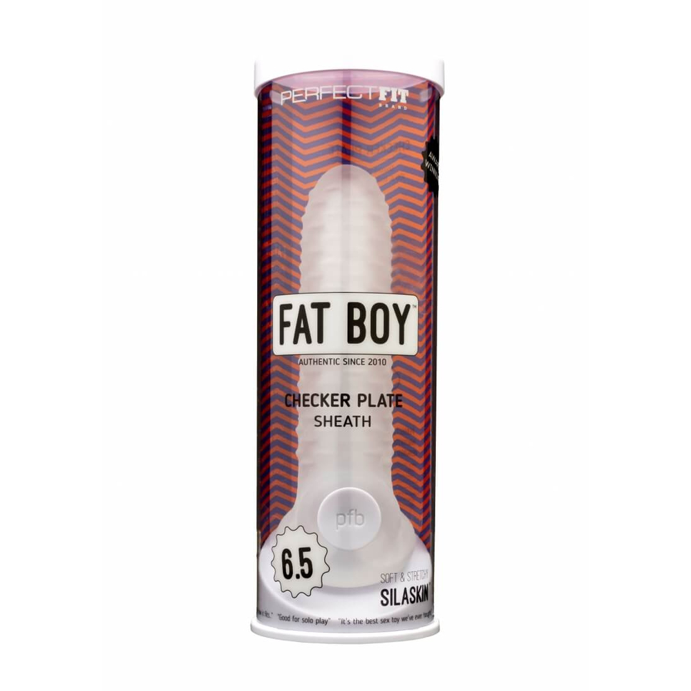 E-shop Fat Boy Checker Box - návlek na penis (17 cm) - mliečne biely