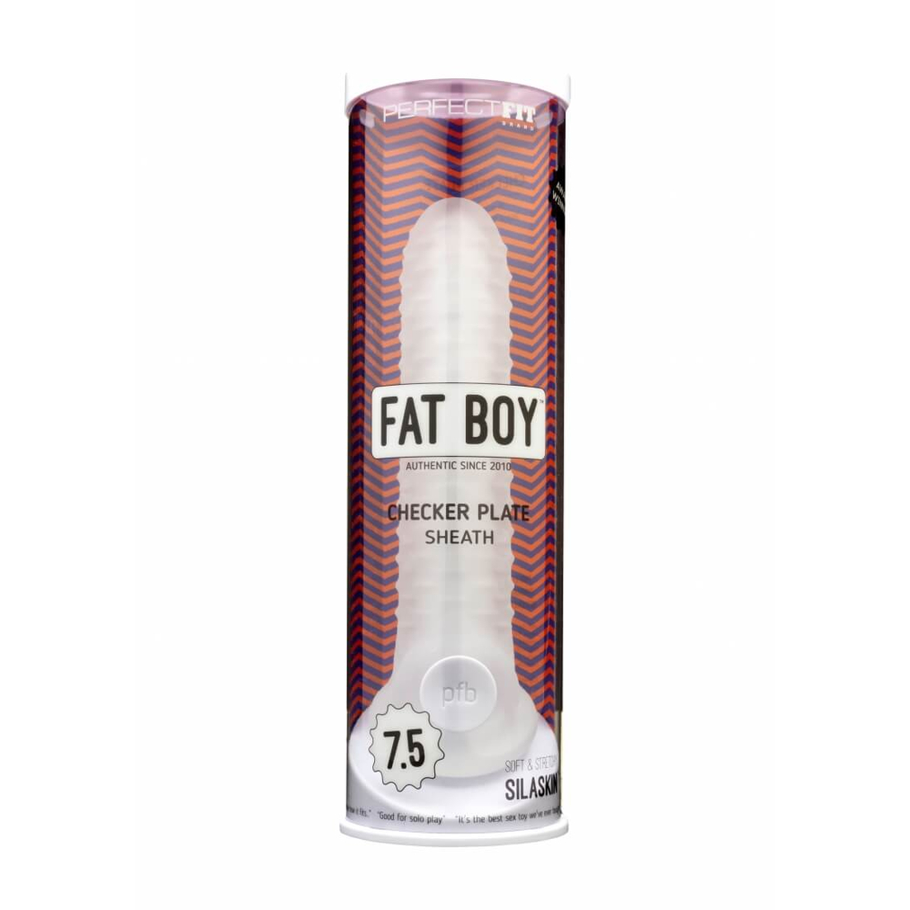 E-shop Fat Boy Checker Box - návlek na penis (19 cm) - mliečne biely