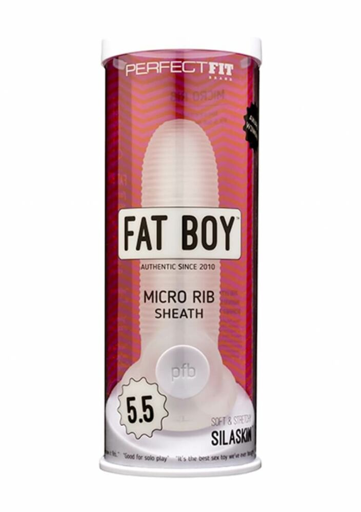 E-shop Fat Boy Micro Ribbed - návlek na penis (15 cm) - mliečne biely