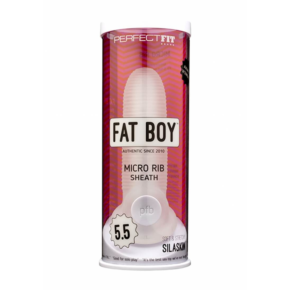 E-shop Fat Boy Micro Ribbed - návlek na penis (15 cm) - mliečne biely