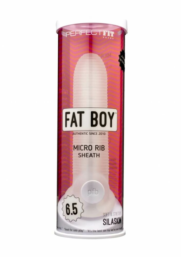 E-shop Fat Boy Micro Ribbed - návlek na penis (17 cm) - mliečne biely