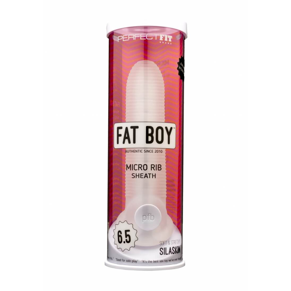 E-shop Fat Boy Micro Ribbed - návlek na penis (17 cm) - mliečne biely
